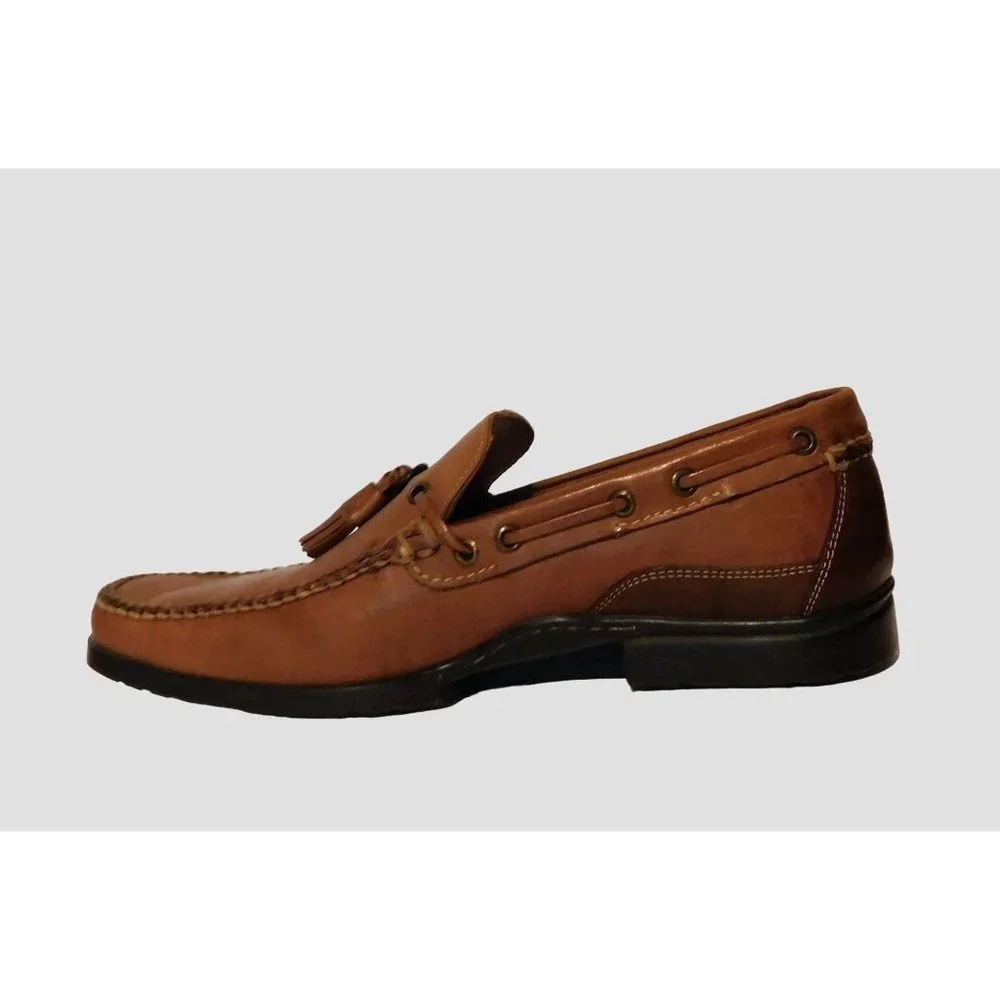 Bass Mens Tassel Loafers 10M Brown Leather Slip On Merino